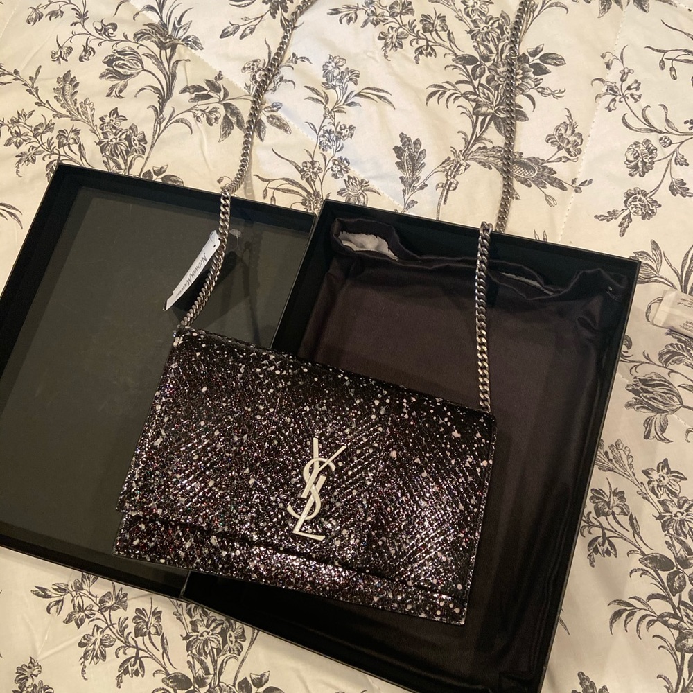 Women's Saint Laurent Kate Sparkle Genuine Python